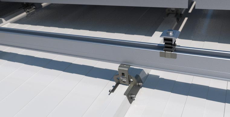 Coplanar system with PSE-A aluminium profile. Pre-assembled fixing